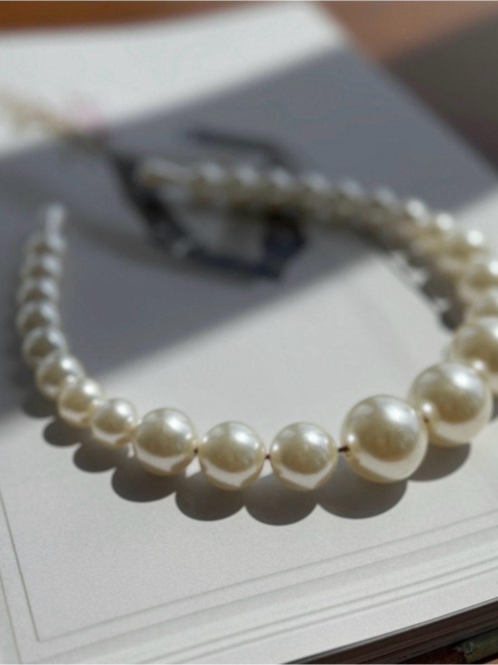 Classic Pearl Necklace - White Pearlescent Beads